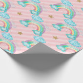 Lichtroze regenboogpatroon cadeaupapier (Hoek)