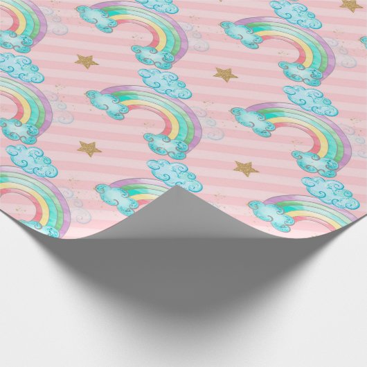 Lichtroze regenboogpatroon cadeaupapier (Hoek)