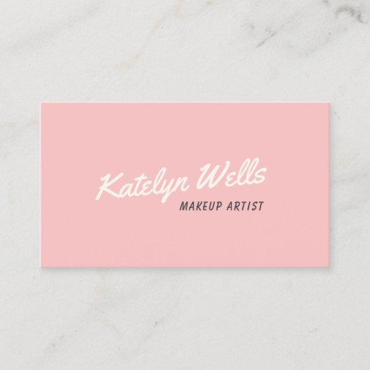 Lichtroze Retro Handgeschreven Script Typografie Visitekaartje (Voorkant)