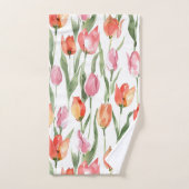 Lichtroze Rood tulpenveldpatroon Bad Handdoek (Handdoek)