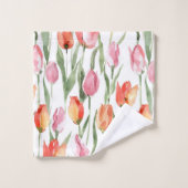 Lichtroze Rood tulpenveldpatroon Bad Handdoek (Wasdoekje)