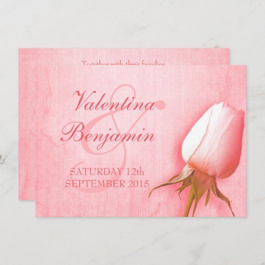 Lichtroze roos bruidbruidsuitnodiging kaart (Voorkant / Achterkant)