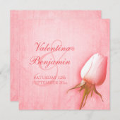 Lichtroze roos-buis bruiloft vierkant uitnodiging (Voorkant / Achterkant)