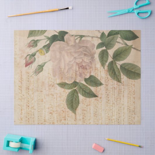  lichtroze Roos en ontkoppeling van muziek Tissuepapier (Craft)