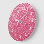 Lichtroze roos faux fonkelt glitter met cijfers grote klok (Hoek)