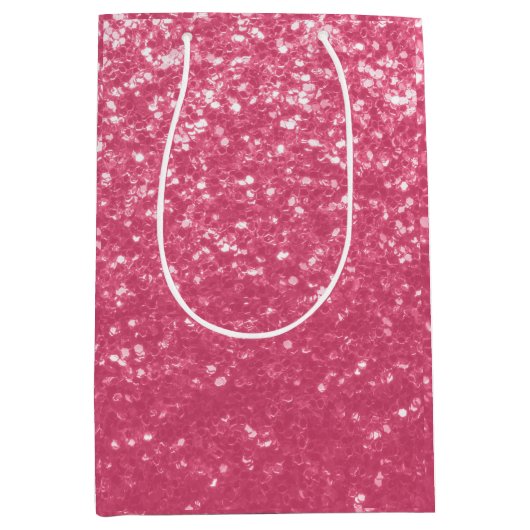 Lichtroze roos faux sparkles glitter medium cadeauzakje (Voorkant)