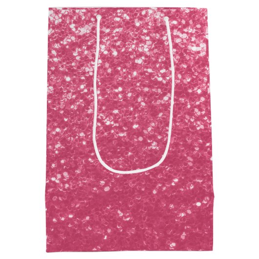 Lichtroze roos faux sparkles glitter medium cadeauzakje (Achterkant)