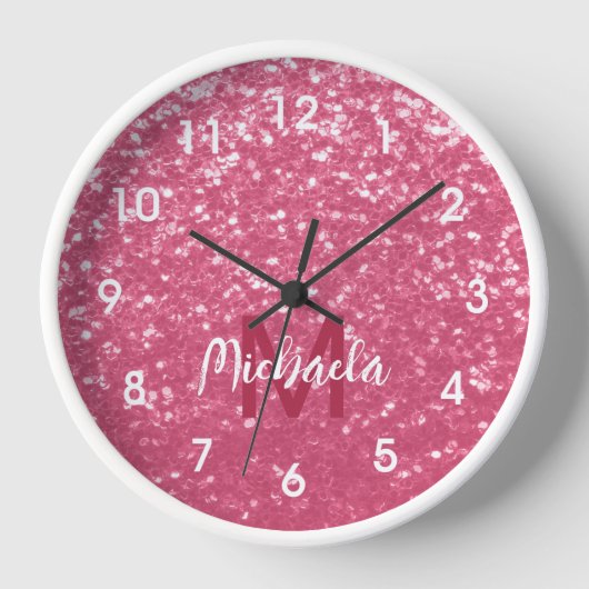 Lichtroze roos faux sparkles glitter Monogram (Voorkant)