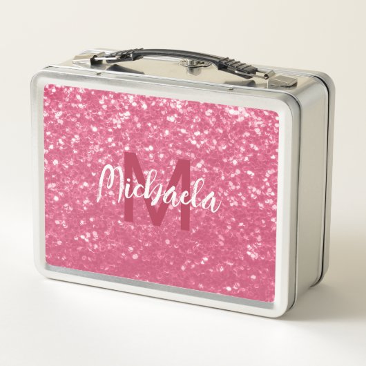 Lichtroze roos faux sparkles glitter Monogram (Achterkant)