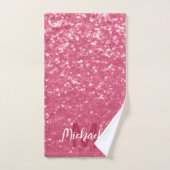 Lichtroze roos faux sparkles glitter Monogram Bad Handdoek (Handdoek)