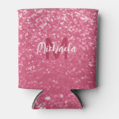 Lichtroze roos faux sparkles glitter Monogram Blikjeskoeler (Voorkant)