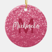 Lichtroze roos faux sparkles glitter Monogram Keramisch Ornament (Voorkant)