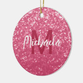 Lichtroze roos faux sparkles glitter Monogram Keramisch Ornament (Links)