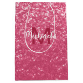 Lichtroze roos faux sparkles glitter Monogram Medium Cadeauzakje (Voorkant)