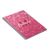 Lichtroze roos faux sparkles glitter Monogram Notitieboek (Rechterzijde)
