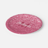 Lichtroze roos faux sparkles glitter Monogram Papieren Bordje (Gekanteld)