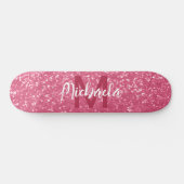 Lichtroze roos faux sparkles glitter Monogram Persoonlijk Skateboard (Horizontaal)