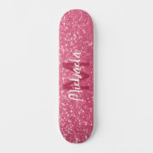Lichtroze roos faux sparkles glitter Monogram Persoonlijk Skateboard (Voorkant)