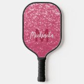 Lichtroze roos faux sparkles glitter Monogram Pickleball Paddle (Achterkant)