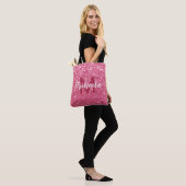 Lichtroze roos faux sparkles glitter Monogram Tote Bag (Op model)