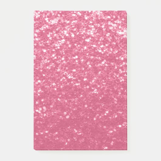 Lichtroze roos faux sparkles glitter post-it® notes (Voorkant)