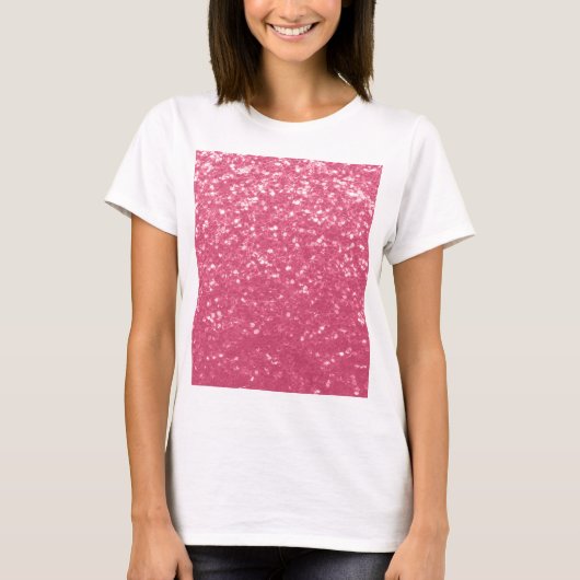 Lichtroze roos faux sparkles glitter t-shirt (Voorkant)