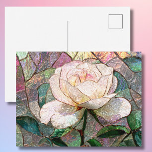 Lichtroze Roos Nep Gebrandschilderd Glas Pastel Briefkaart