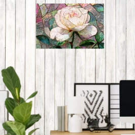 Lichtroze Roos Nep Gebrandschilderd Glas Pastel Poster