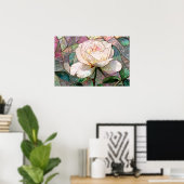 Lichtroze Roos Nep Gebrandschilderd Glas Pastel Poster (Thuiskantoor)
