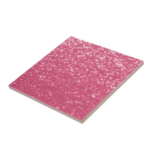 Lichtroze roos nepschittering glitters tegeltje (Zijkant)