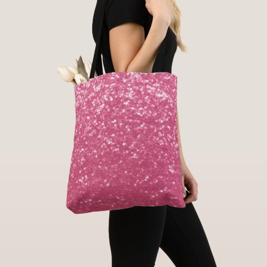 Lichtroze roos nepschittering glitters tote bag (Dichtbij)
