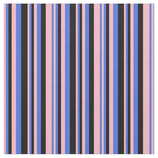 Lichtroze, Royal Blue en Black Lines Stof (Close Up)