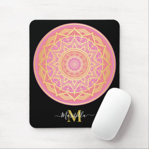Lichtroze, roze en gouden Boho-mandala Muismat