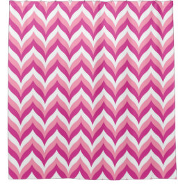 Lichtroze roze en witte Chevron Douchegordijn