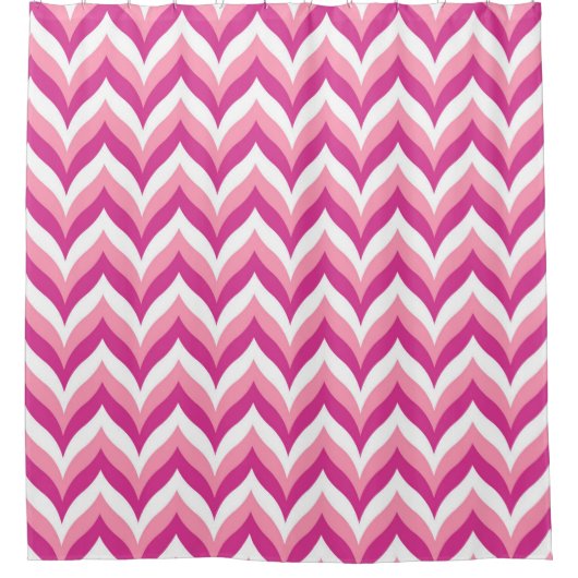 Lichtroze roze en witte Chevron Douchegordijn (Voorkant)