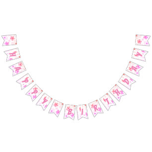 Lichtroze Roze Happy Birthday Bubble Gum Roze Perz Vlaggetjes