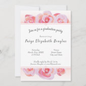 Lichtroze Rozen Botanische Graduation Party Kaart (Voorkant)