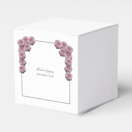 Lichtroze Rozen bruiloft Bedankdoosjes (Voorkant Zijde)