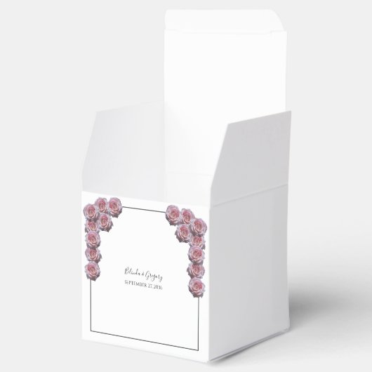 Lichtroze Rozen bruiloft Bedankdoosjes (Geopend)