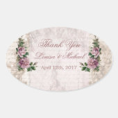  lichtroze rozen Bruiloft Dank U Sticker (Voorkant)
