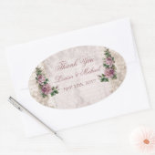  lichtroze rozen Bruiloft Dank U Sticker (Envelop)