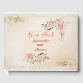 Lichtroze Rozen bruiloft Gastenboek (Voorkant)