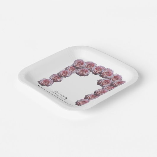 Lichtroze Rozen bruiloft Papieren Bordje (Gebogen)