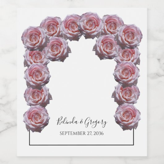 Lichtroze Rozen bruiloft Wijn Etiket (Enkel label)