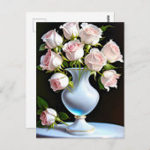 Lichtroze rozen in een kristalvet briefkaart (Voorkant / Achterkant)