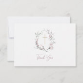 Lichtroze Rozen krans Rooms-Katholieke begrafenis Bedankkaart (Voorkant)