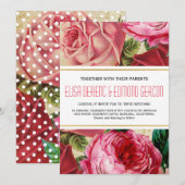 Lichtroze  rozen met een bloeiende bruiloft kaart (Voorkant / Achterkant)