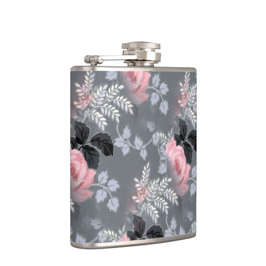 Lichtroze Rozen Patroon Heupfles (Rechts)