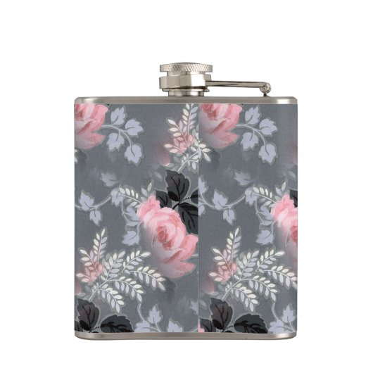 Lichtroze Rozen Patroon Heupfles (Achterkant)