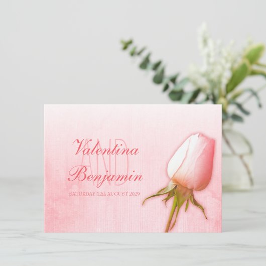 Lichtroze rozen trouwuitnodigingen kaart (Staand voorkant)